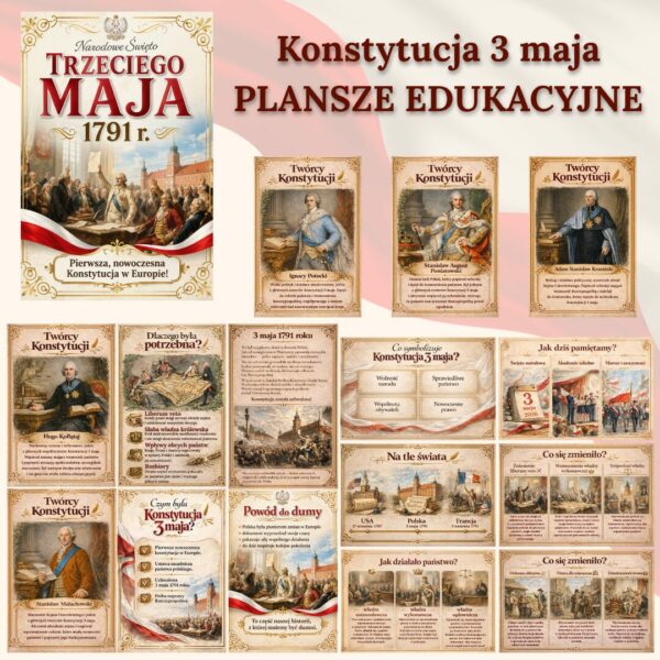 2 Pakiet Konstytucja 3 maja (plansze edukacyjne + girlanda + dyplomy)