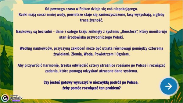 Escape Room Geografia – Tajemnica Czterech Żywiołów (klasa 7)