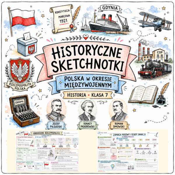 Sketchnotki Historia klasa 7 – Polska w okresie międzywojennym