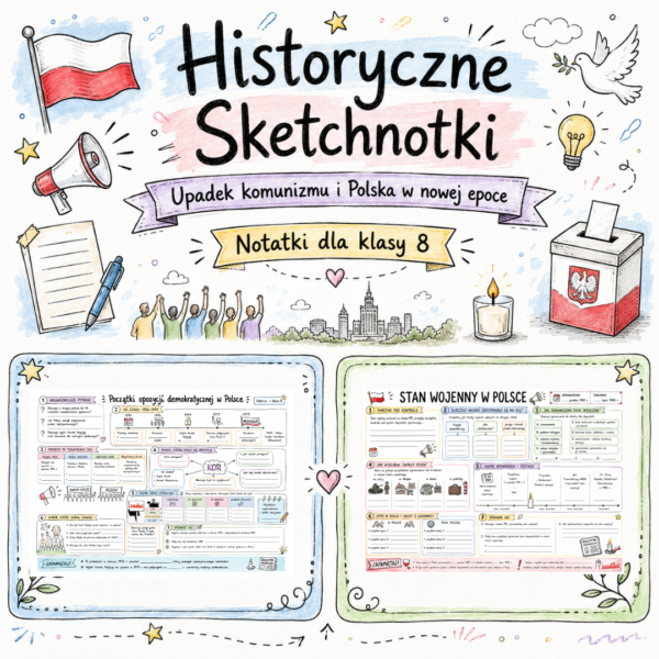 Sketchnotki Historia klasa 8 – Upadek komunizmu i Polska w nowej epoce