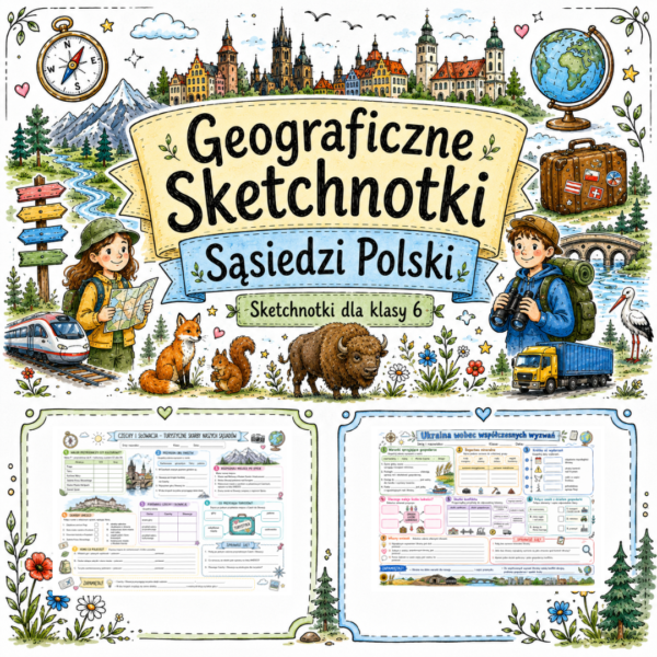 Sketchnotki Geografia klasa 6 – Sąsiedzi Polski