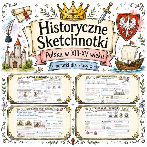 Sketchnotki Historia klasa 5 – Polska w XIII–XV wieku