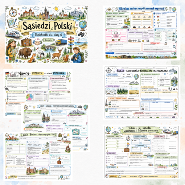 Sketchnotki Geografia klasa 6 – Sąsiedzi Polski