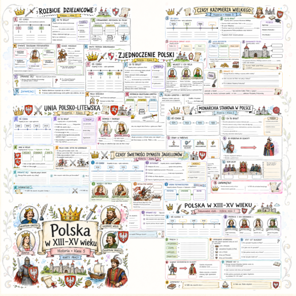Sketchnotki Historia klasa 5 – Polska w XIII–XV wieku