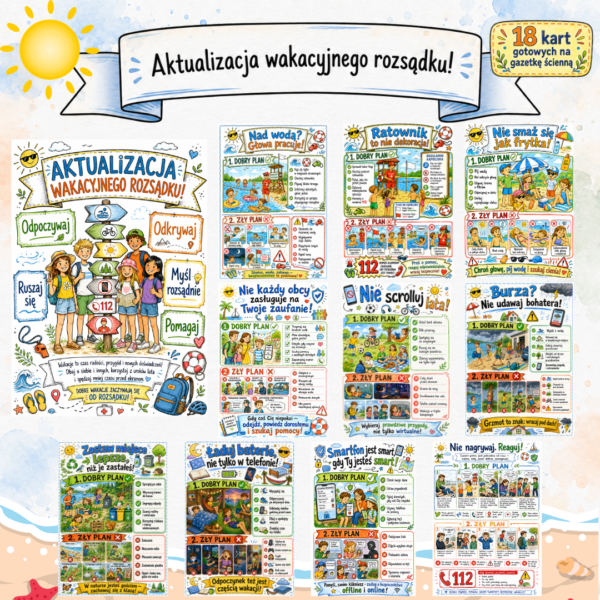 3 Bezpieczne wakacje - Aktualizacja wakacyjnego rozsądku! (plansze edukacyjne)