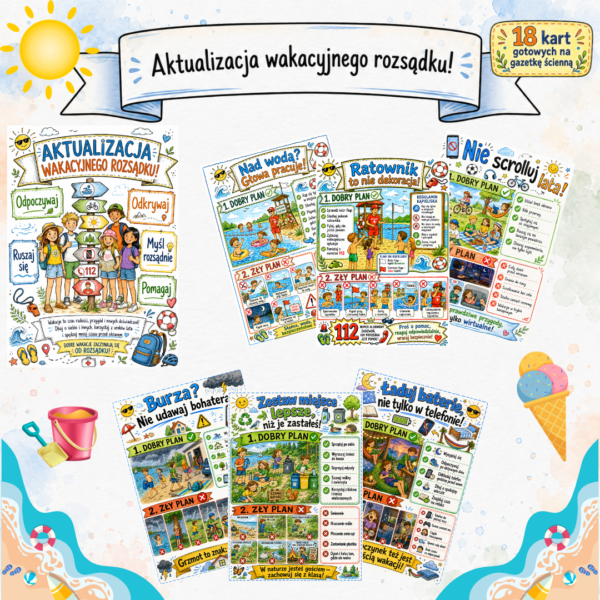 4 Bezpieczne wakacje - Aktualizacja wakacyjnego rozsądku! (plansze edukacyjne)