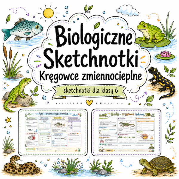 Sketchnotki Biologia klasa 6 – Kręgowce zmiennocieplne