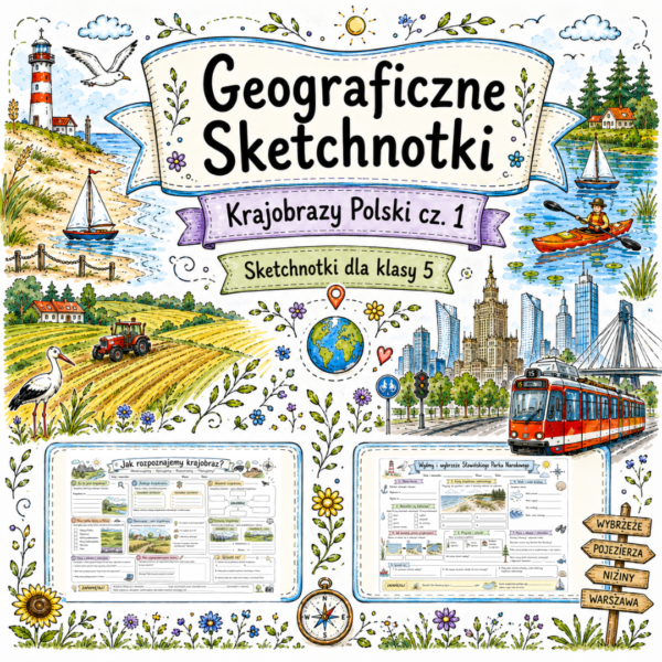 1 Sketchnotki Geografia klasa 5 – Krajobrazy Polski cz. 1