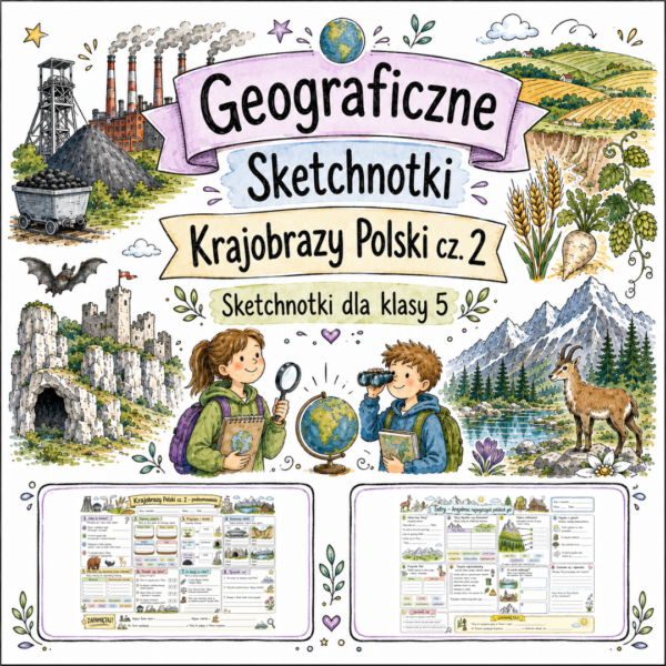 Sketchnotki Geografia klasa 5 – Krajobrazy Polski cz. 2