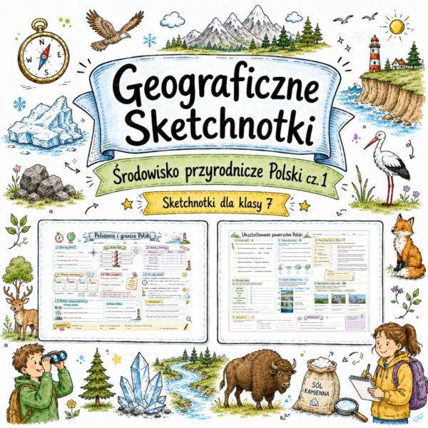 Sketchnotki Geografia klasa 7 – Środowisko przyrodnicze Polski cz. 1