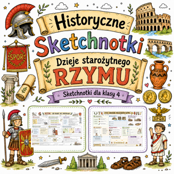 Sketchnotki Historia klasa 4 – Dzieje starożytnego Rzymu (nowa PP)