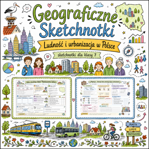 Sketchnotki Geografia klasa 7 – Ludność i urbanizacja w Polsce