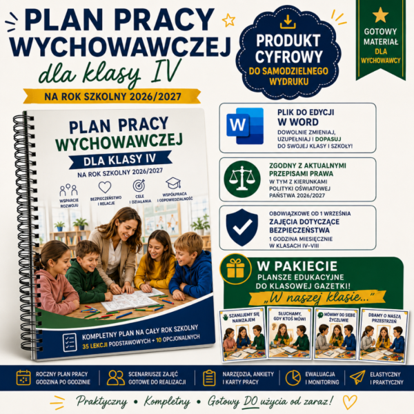 1 Plan pracy wychowawczej dla klasy IV na rok szkolny 2026/2027