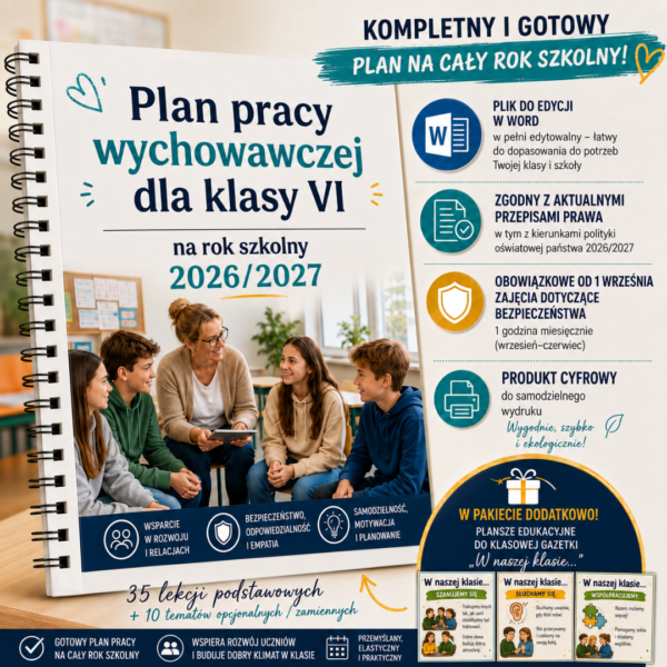 Plan pracy wychowawczej dla klasy VI na rok szkolny 2026/2027