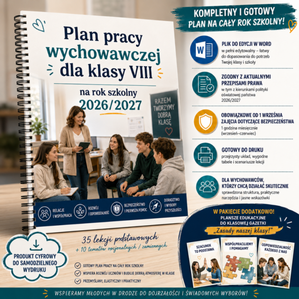 Plan pracy wychowawczej dla klasy VIII na rok szkolny 2026/2027
