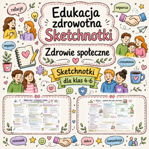 Sketchnotki Edukacja zdrowotna klasy 4-6 – Zdrowie społeczne (nowa PP)