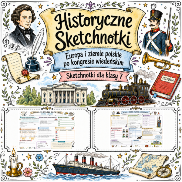 Sketchnotki Historia klasa 7 – Europa i ziemie polskie po kongresie wiedeńskim