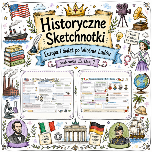 Sketchnotki Historia klasa 7 – Europa i świat po Wiośnie Ludów
