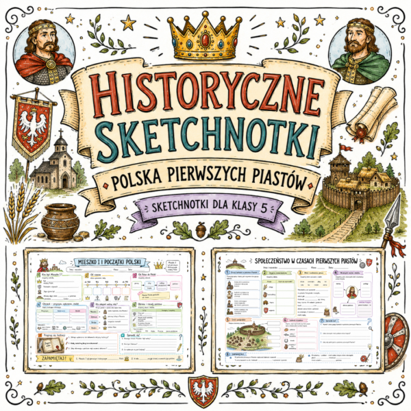 Sketchnotki Historia klasa 5 – Polska pierwszych Piastów