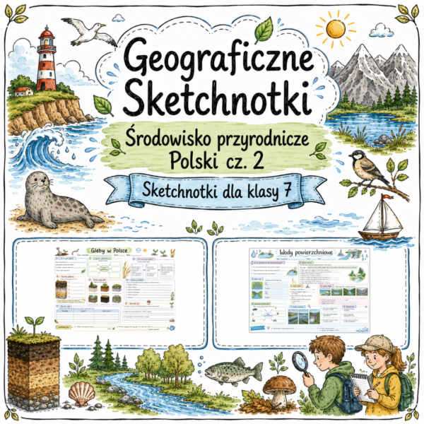 1 Sketchnotki Geografia klasa 7 – Środowisko przyrodnicze Polski cz. 2