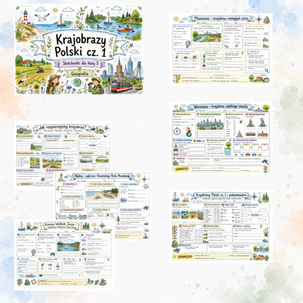 2 Sketchnotki Geografia klasa 5 – Krajobrazy Polski cz. 1