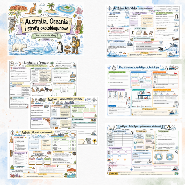 Sketchnotki Geografia klasa 8 – Australia, Oceania i strefy okołobiegunowe