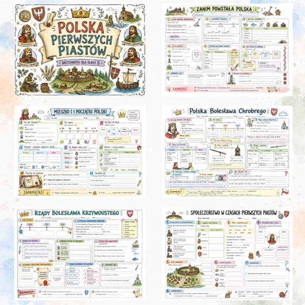 Sketchnotki Historia klasa 5 – Polska pierwszych Piastów