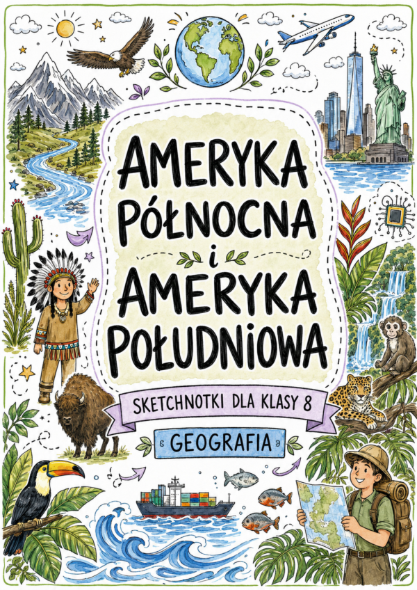 Sketchnotki Geografia klasa 8 – Ameryka Północna i Ameryka Południowa
