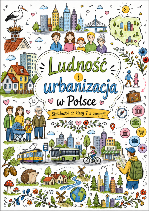 Sketchnotki Geografia klasa 7 – Ludność i urbanizacja w Polsce