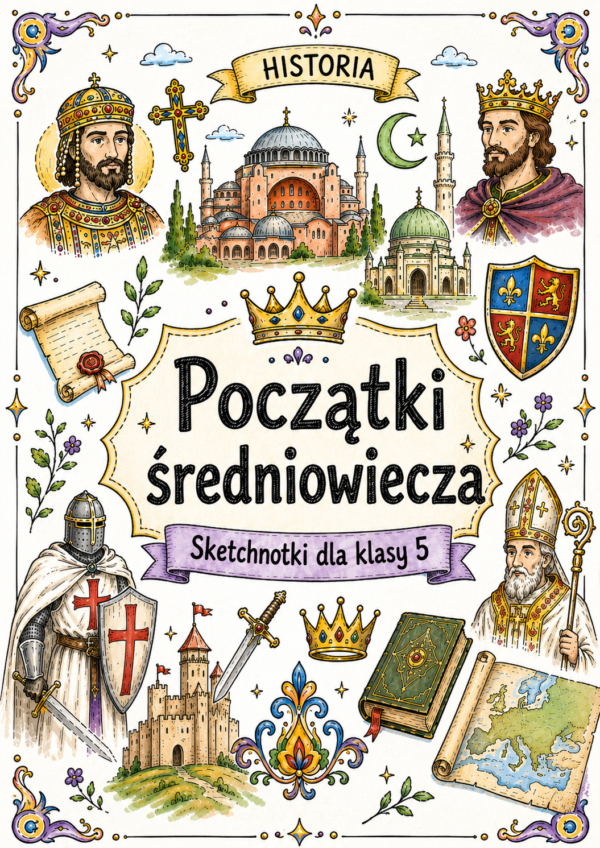 Początki średniowiecza- plakat Sketchnotki Historia klasa 5 – Początki średniowiecza