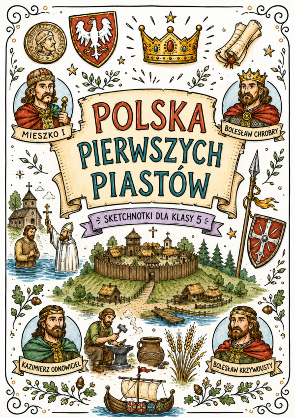 Sketchnotki Historia klasa 5 – Polska pierwszych Piastów