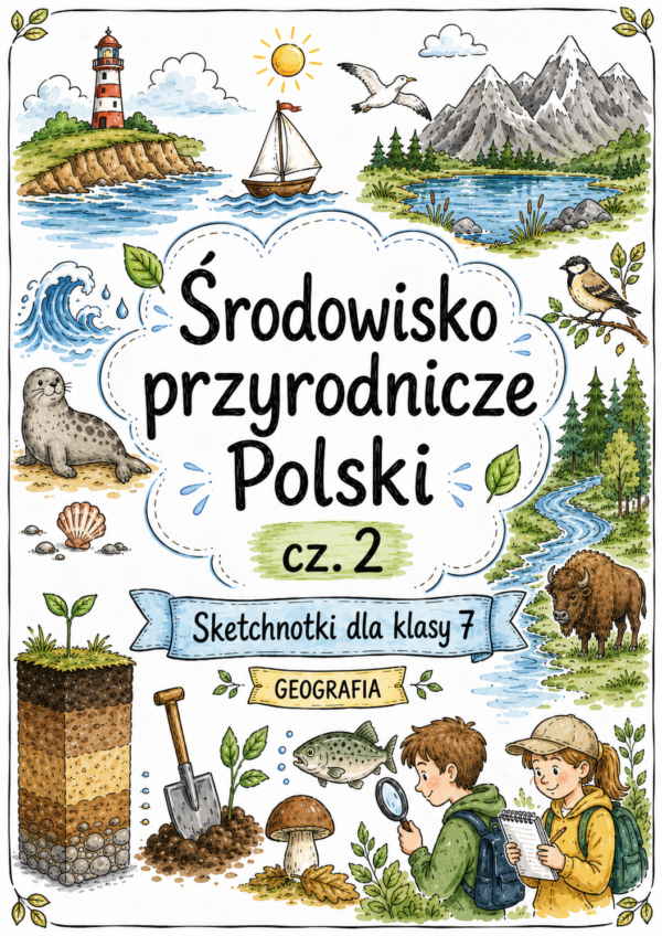 Środowisko przyrodnicze Polski cz. 2- plakat Sketchnotki Geografia klasa 7 – Środowisko przyrodnicze Polski cz. 2
