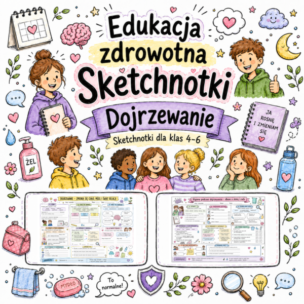 Sketchnotki Edukacja zdrowotna klasy 4-6 – Dojrzewanie (nowa PP)