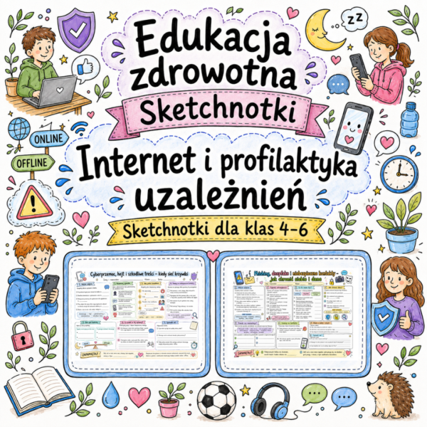 1 Sketchnotki Edukacja zdrowotna klasy 4-6 – Internet i profilaktyka uzależnień (nowa PP)