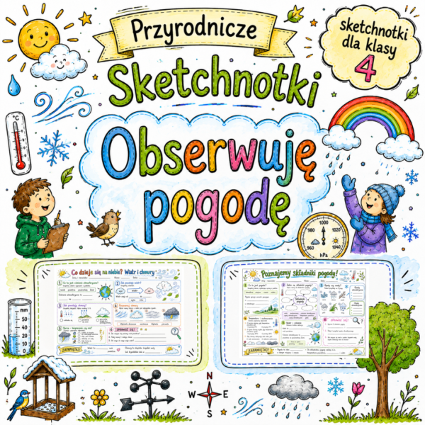 Sketchnotki Przyroda klasa 4 – Obserwuję pogodę (nowa PP)