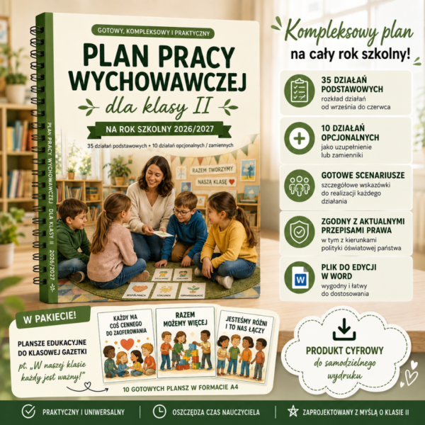 Plan pracy wychowawczej dla klasy II na rok szkolny 2026/2027