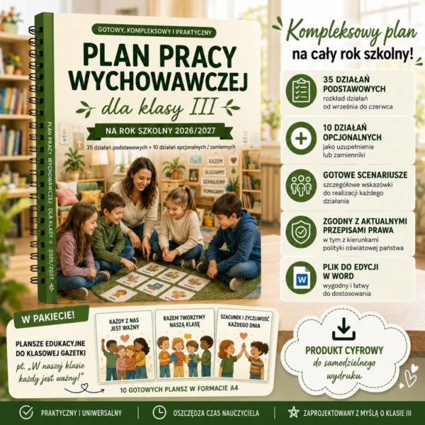 Plan pracy wychowawczej dla klasy III na rok szkolny 2026/2027
