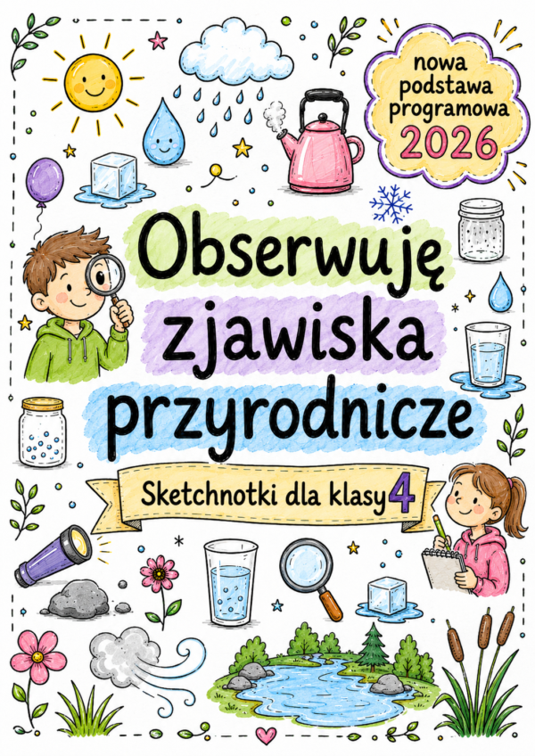 Obserwuję zjawiska przyrodnicze - plakat Sketchnotki Przyroda klasa 4 – Obserwuję zjawiska przyrodnicze (nowa PP)