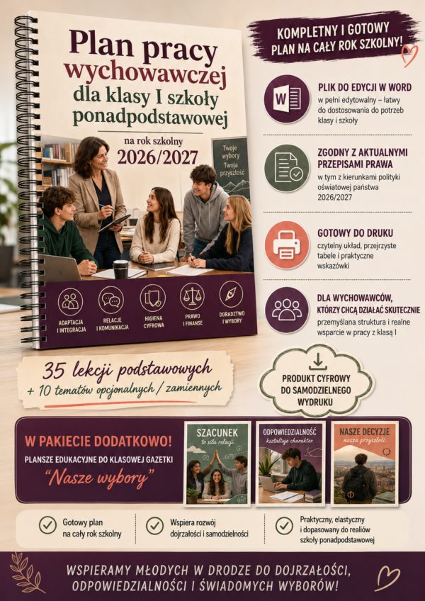 Plan pracy wychowawczej klasa 1 SPP - plakat