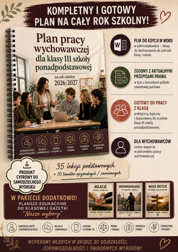 Plan pracy wychowawczej klasa 3 SPP - plakat