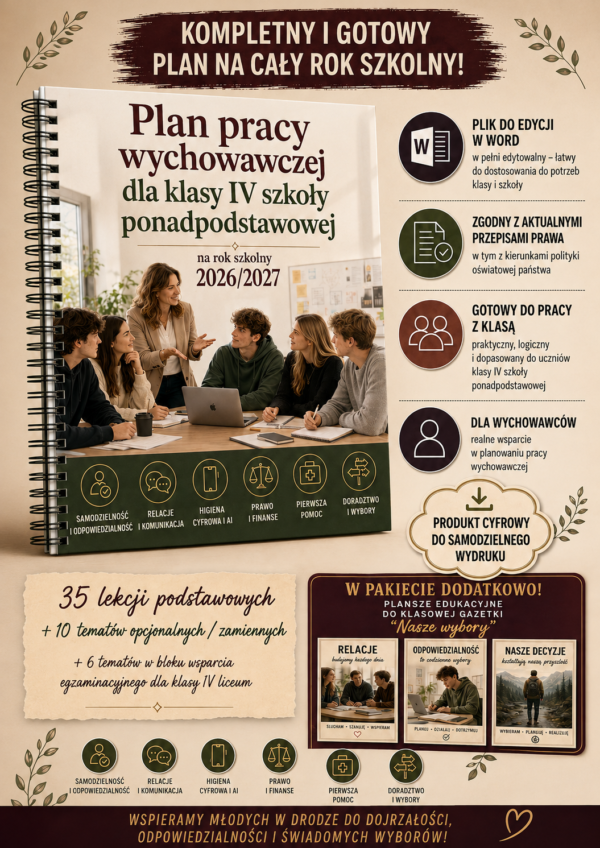 Plan pracy wychowawczej klasa 4 - plakat