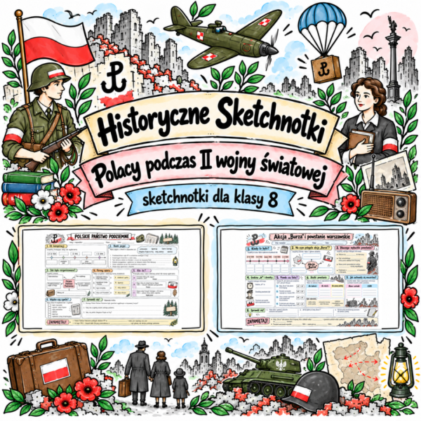 Sketchnotki Historia klasa 8 – Polacy podczas II wojny światowej