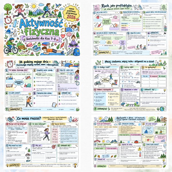 Sketchnotki Edukacja zdrowotna klasy 7-8 – Aktywność fizyczna (nowa PP)