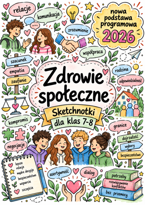 Sketchnotki Edukacja zdrowotna klasy 7-8 – Zdrowie społeczne (nowa PP)