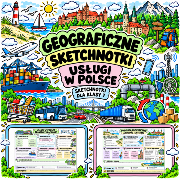 Sketchnotki Geografia klasa 7 – Usługi w Polsce