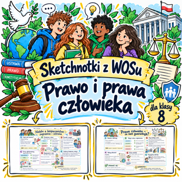 Sketchnotki WOS klasa 8 – Prawo i prawa człowieka