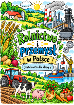 Rolnictwo i przemysł w Polsce - plakat Sketchnotki Geografia klasa 7 – Rolnictwo i przemysł Polski