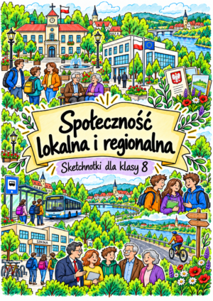 Społeczność lokalna i regionalna – plakat Sketchnotki WOS klasa 8 – Społeczność lokalna i regionalna
