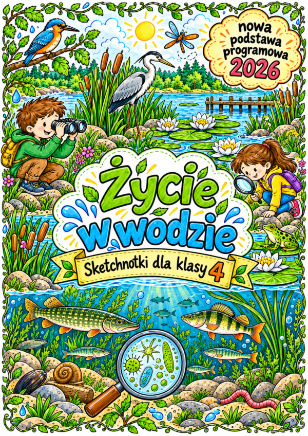 Życie w wodzie – sketchnotki dla klasy 4 Sketchnotki Przyroda klasa 4 – Życie w wodzie (nowa PP)